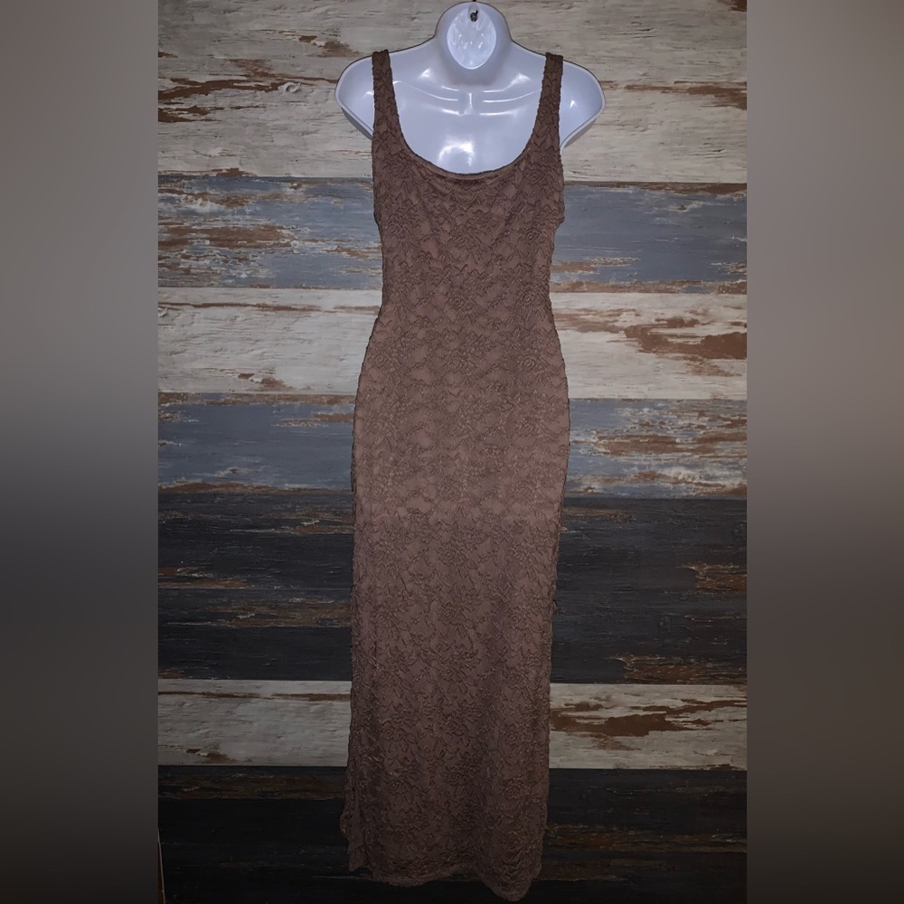 Bebe full lace tank dress sexy bodycon with split slit size medium M - Picture 6 of 8